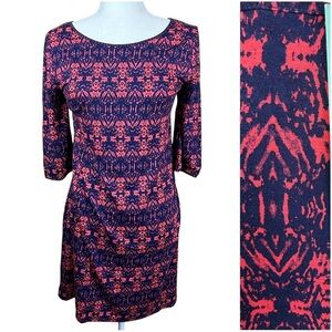 Stitch Fix Market & Spruce Maeby Geo Print Dress Navy Blue Pink Large